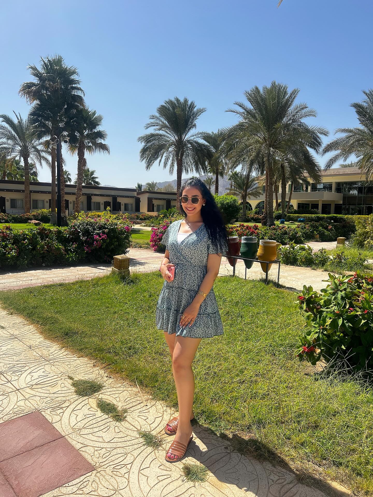 Image of سماره🦋 from Instagram dress, sunglasses, sandals, outdoors, sundress