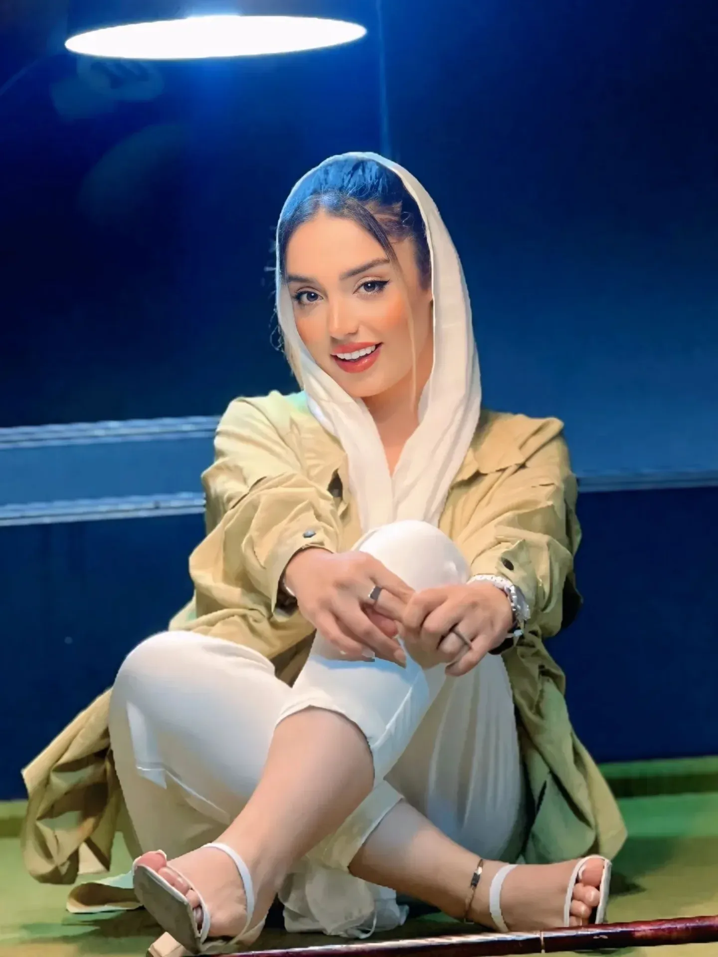 Image of شمارو دنبال میکند from Instagram hijab, coat, sandals, rings, bracelet, casual