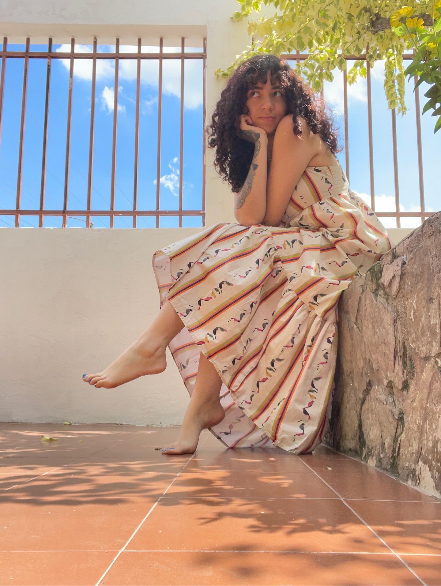 Image of GunButterfly from Instagram dress, barefoot, outdoors, stripes, summer