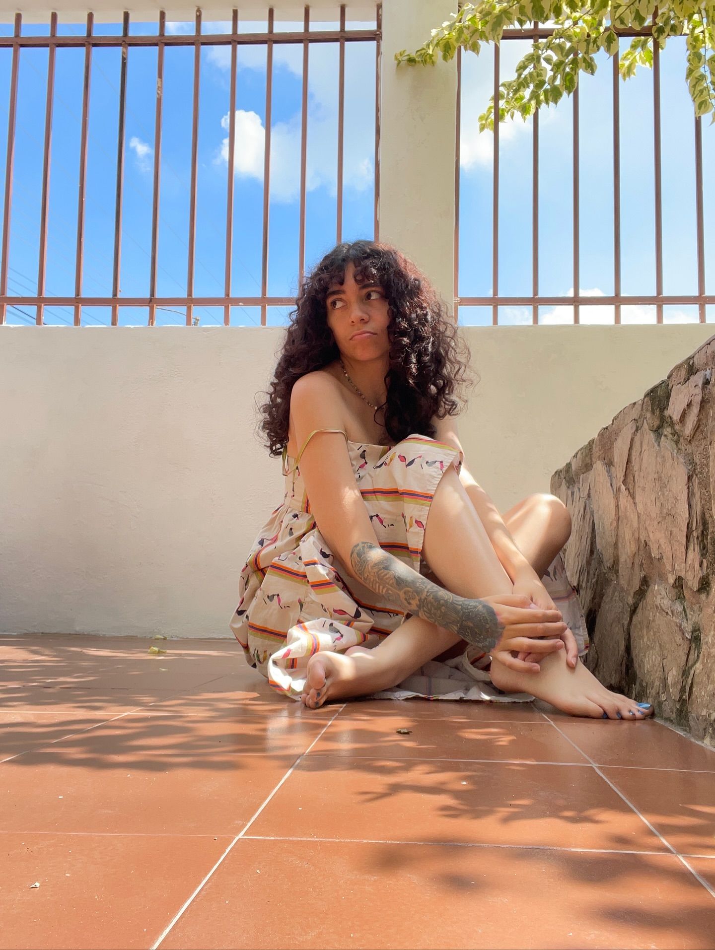 Image of GunButterfly from Instagram sundress, barefoot, outdoor, summer, tattoo, relaxed